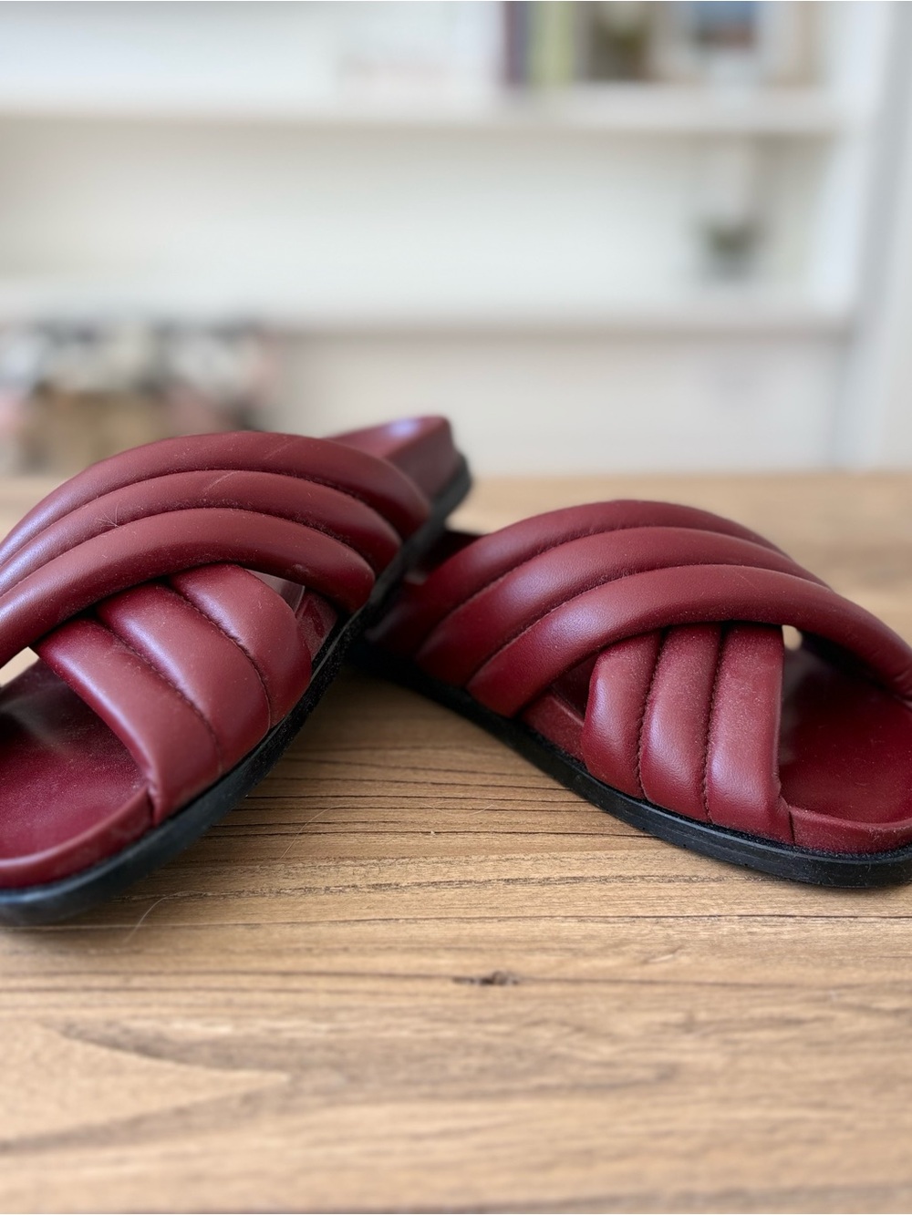 Aquatalia Quilted Slide Sandals in Red NWOT